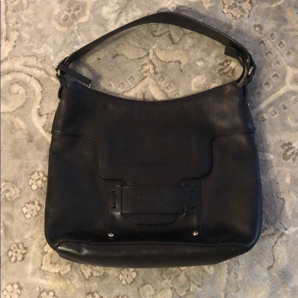 Late Spade black leather shoulder bag.